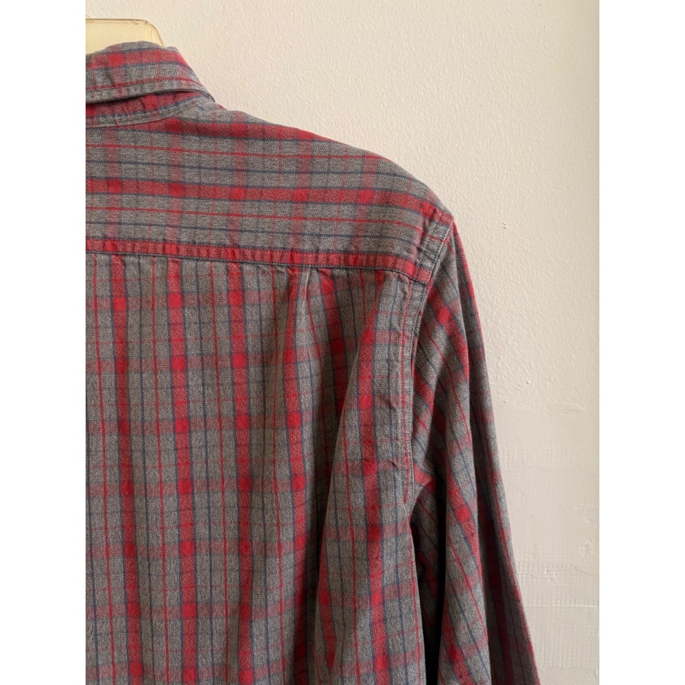 J.Crew Mens Plaid Button Down Shirt Red‎ Gray Long Sleeve Pocket Preppy M - Picture 8 of 8